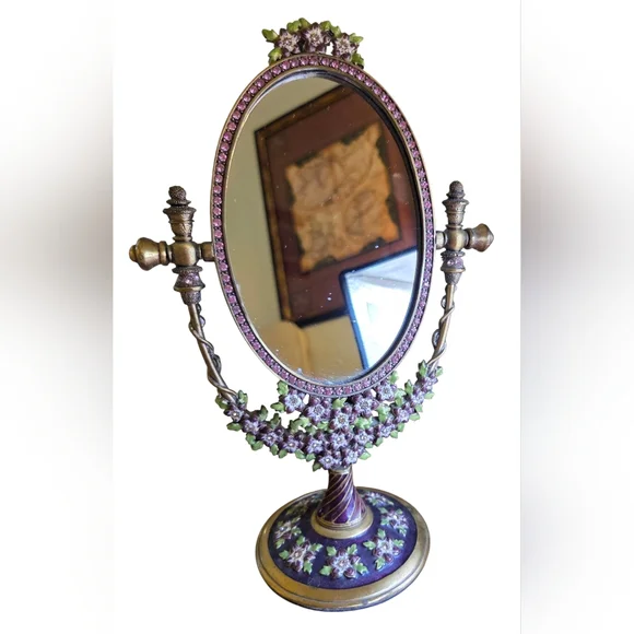 Two's Company Purple and Gold Ornate Vanity Mirror - Picture 3 of 6